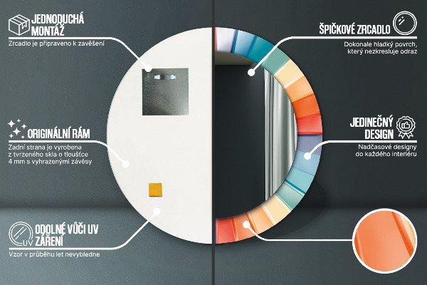 Miroir rond imprimé Ceintures radiales concentriques