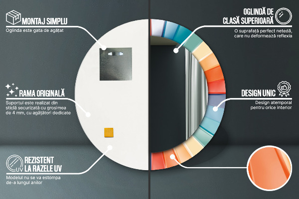 Miroir rond imprimé Ceintures radiales concentriques
