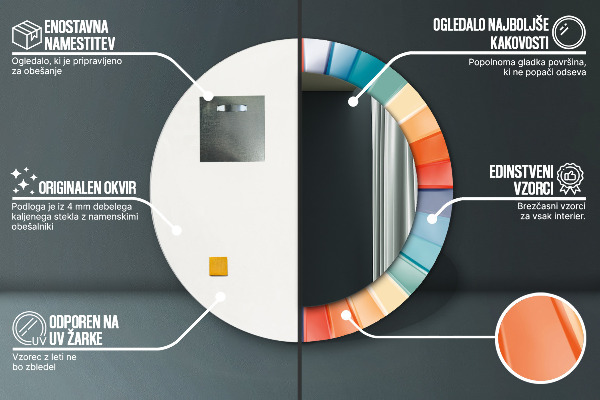 Miroir rond imprimé Ceintures radiales concentriques