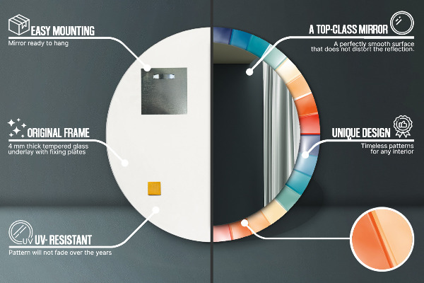 Miroir rond imprimé Ceintures radiales concentriques