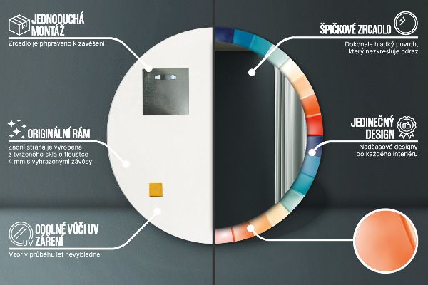 Miroir rond imprimé Ceintures radiales concentriques