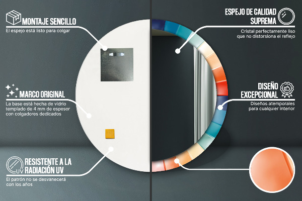 Miroir rond imprimé Ceintures radiales concentriques