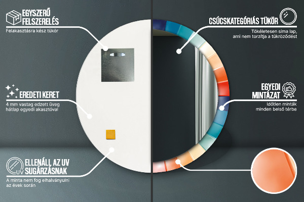 Miroir rond imprimé Ceintures radiales concentriques