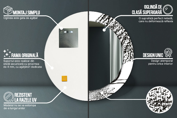 Miroir rond imprimé Motif de graffitis
