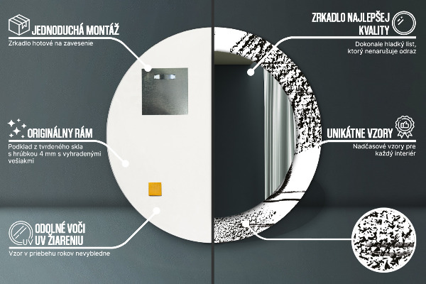 Miroir rond imprimé Motif de graffitis