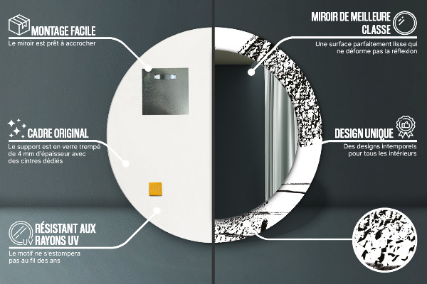 Miroir rond imprimé Motif de graffitis