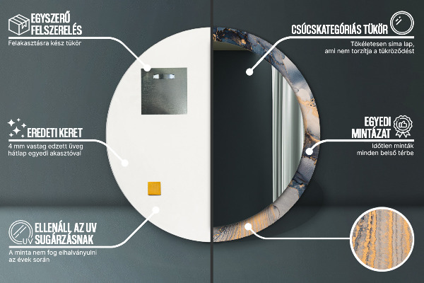 Miroir rond imprimé Fluide abstrait