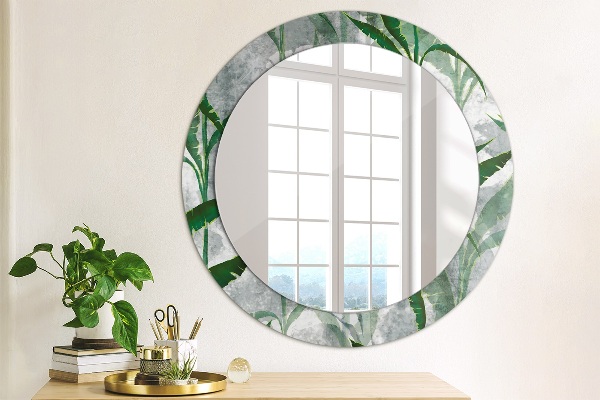 Miroir rond imprimé Feuilles tropicales
