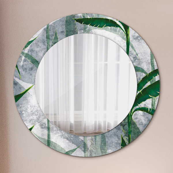 Miroir rond imprimé Feuilles tropicales