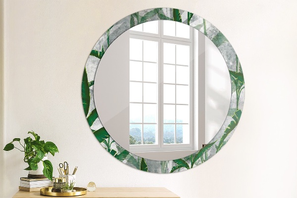 Miroir rond imprimé Feuilles tropicales