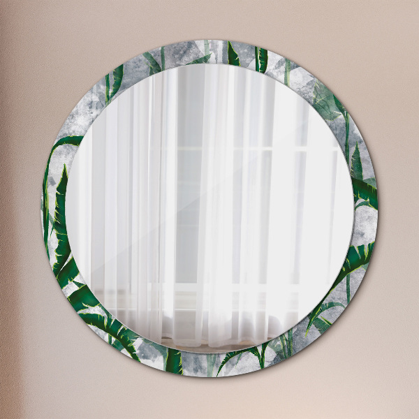 Miroir rond imprimé Feuilles tropicales