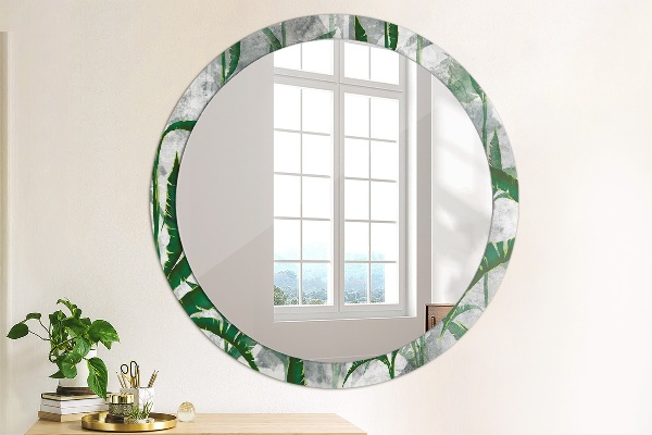 Miroir rond imprimé Feuilles tropicales
