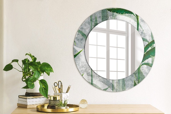 Miroir rond imprimé Feuilles tropicales