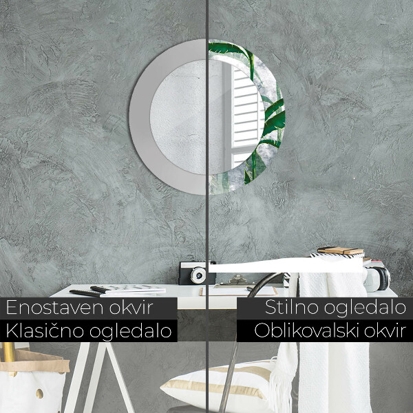 Miroir rond imprimé Feuilles tropicales