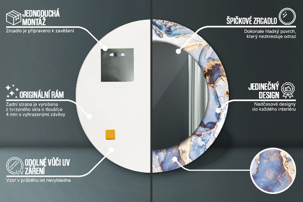 Miroir rond imprimé Art liquide abstrait