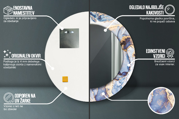 Miroir rond imprimé Art liquide abstrait