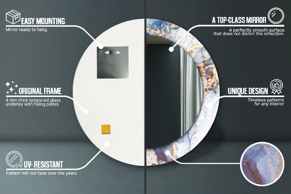 Miroir rond imprimé Art liquide abstrait