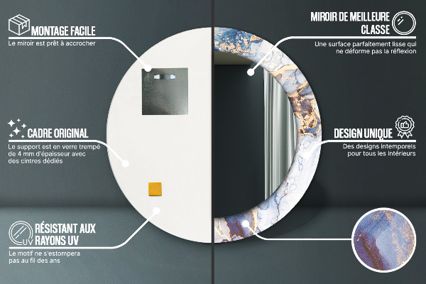 Miroir rond imprimé Art liquide abstrait