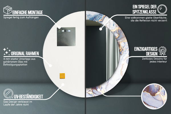 Miroir rond imprimé Art liquide abstrait