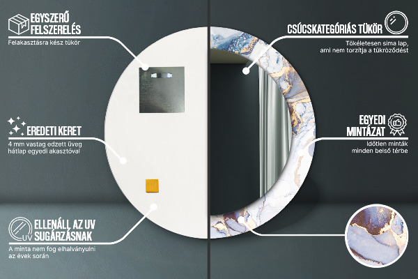 Miroir rond imprimé Art liquide abstrait