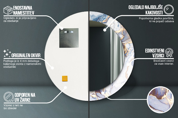 Miroir rond imprimé Art liquide abstrait