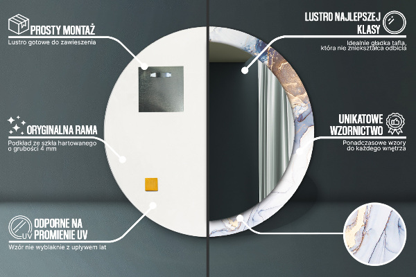 Miroir rond imprimé Art liquide abstrait
