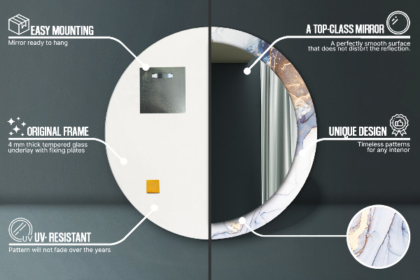 Miroir rond imprimé Art liquide abstrait