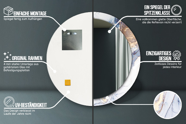 Miroir rond imprimé Art liquide abstrait