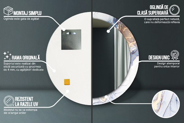 Miroir rond imprimé Art liquide abstrait