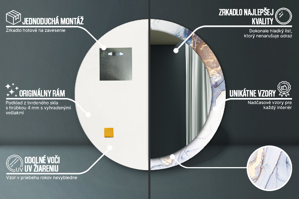 Miroir rond imprimé Art liquide abstrait