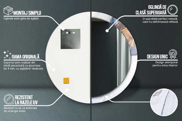 Miroir rond imprimé Art liquide abstrait