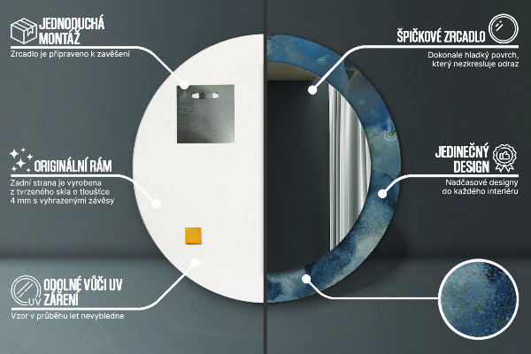 Miroir rond imprimé Marbre onyx