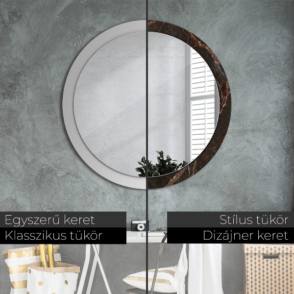 Miroir rond imprimé Marbre brun