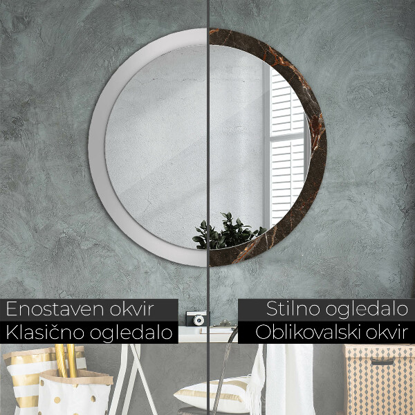 Miroir rond imprimé Marbre brun