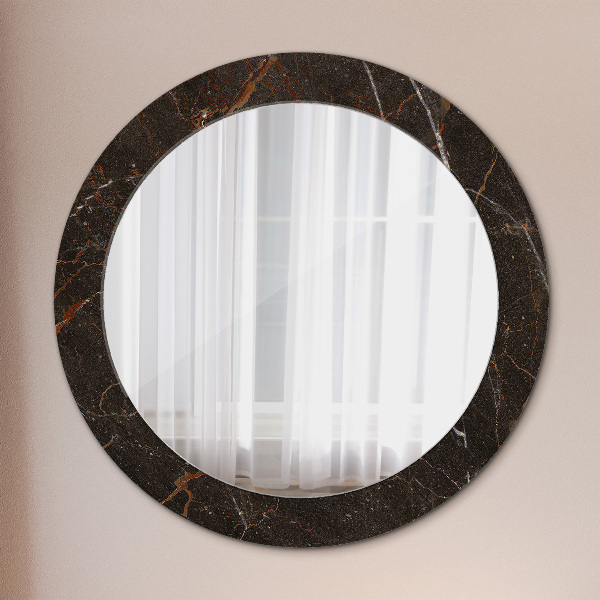 Miroir rond imprimé Marbre brun