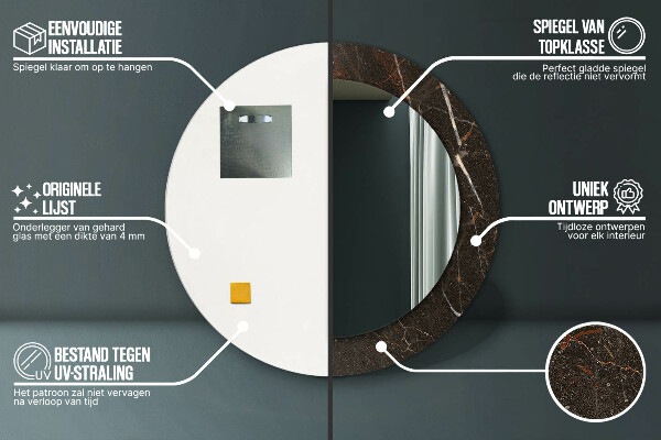 Miroir rond imprimé Marbre brun