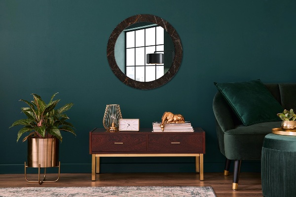 Miroir rond imprimé Marbre brun