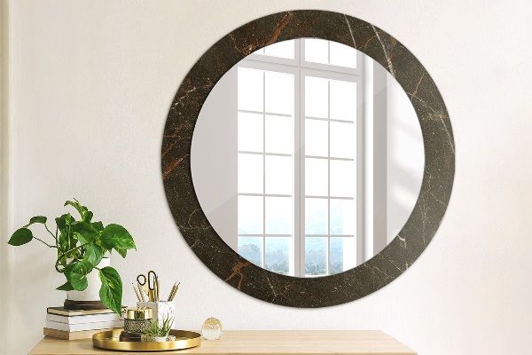 Miroir rond imprimé Marbre brun