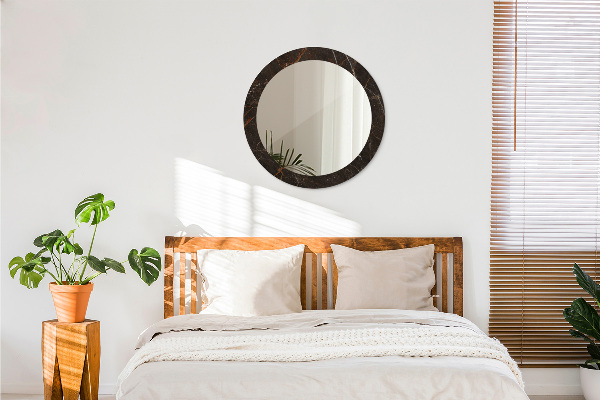 Miroir rond imprimé Marbre brun