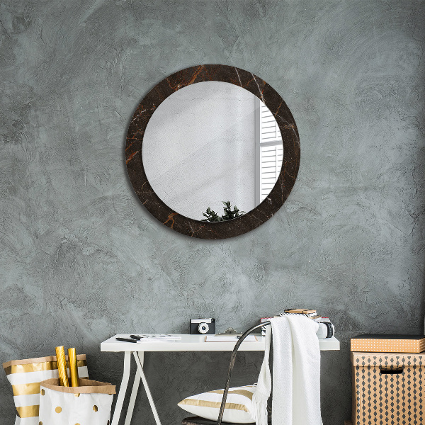 Miroir rond imprimé Marbre brun