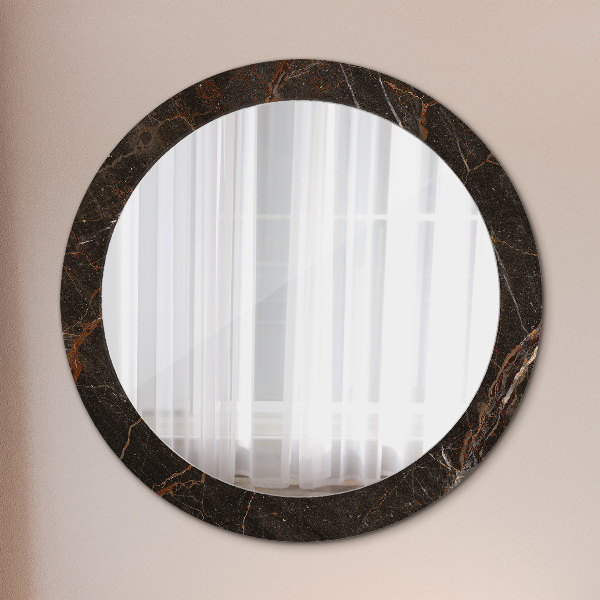 Miroir rond imprimé Marbre brun