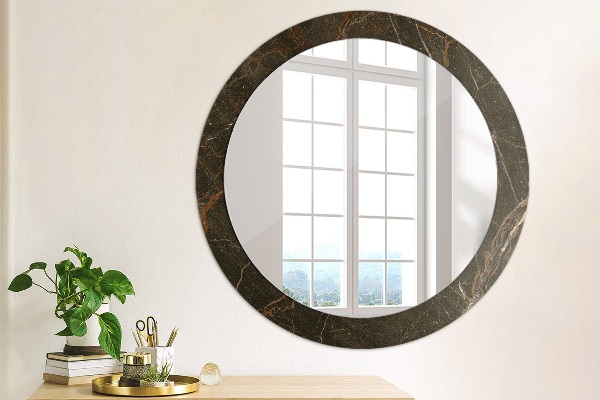 Miroir rond imprimé Marbre brun