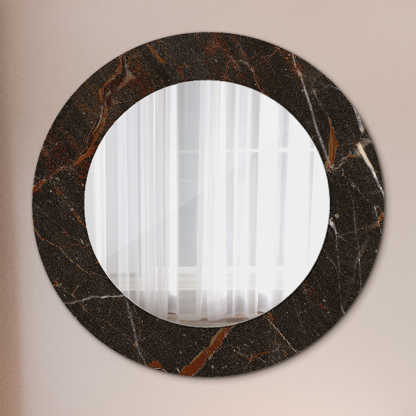 Miroir rond imprimé Marbre brun