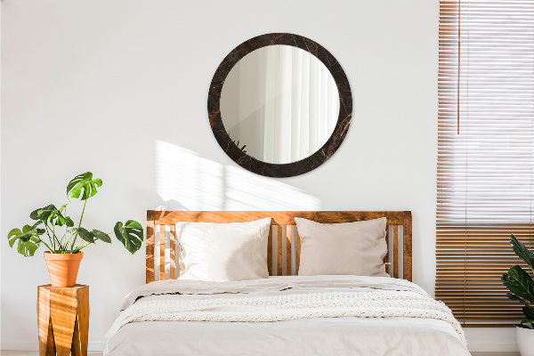 Miroir rond imprimé Marbre brun