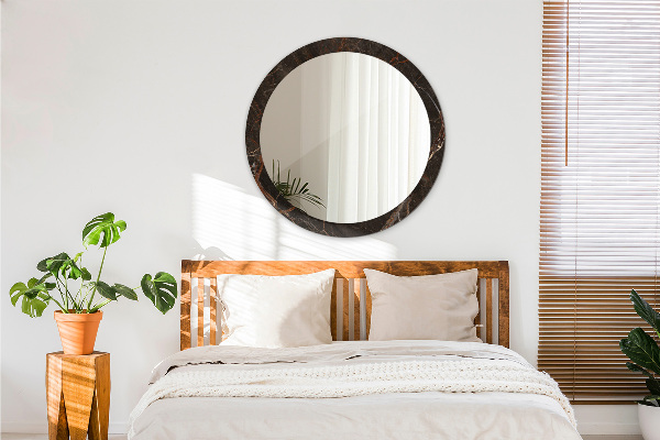 Miroir rond imprimé Marbre brun