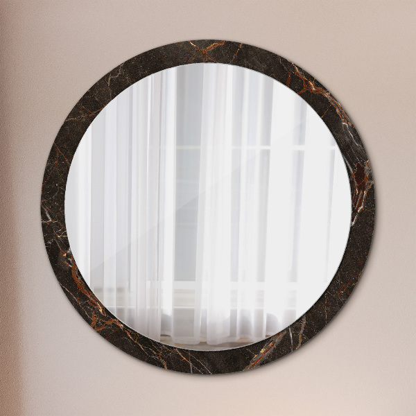 Miroir rond imprimé Marbre brun