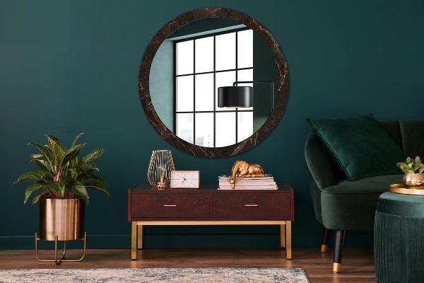 Miroir rond imprimé Marbre brun