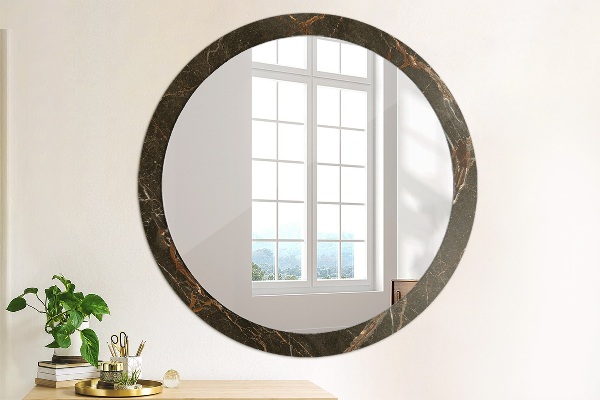 Miroir rond imprimé Marbre brun