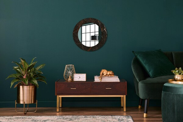 Miroir rond imprimé Marbre brun