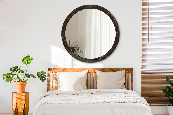 Miroir rond imprimé Marbre brun